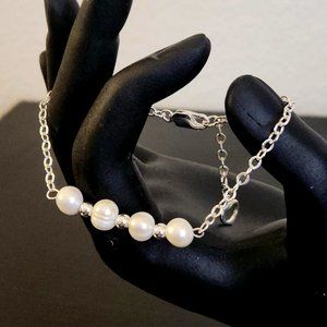 Sterling Silver Cultured  Pearl Bracelet